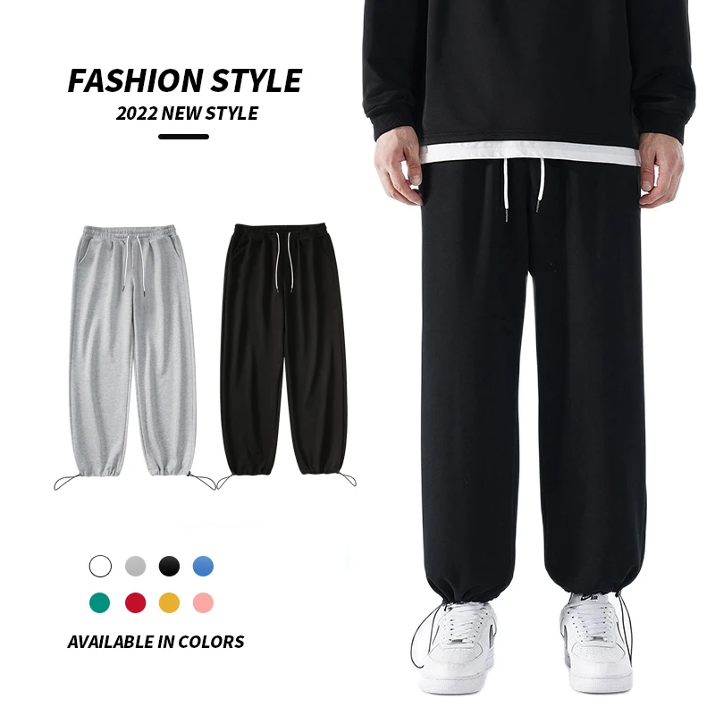 

Men Japanese Streetwear Solid Baggy Drawstring Joggers Pants Man Korean Hip Hop Sweatpants Couple Black GrayTrousers 512