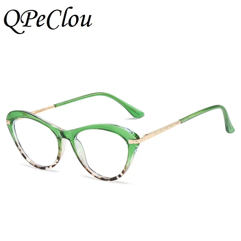

2022 New Fashion Small Cat Eye Optical Anti-blue Glasses Frame Women Vintage Leopard Transparent Eyeglasses Female Spectacles