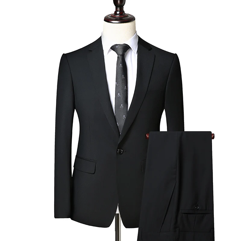 

New S-7XL (Blazer+ Trousers) Men's British Style Advanced Simple Elegant Casual Business Wedding Gentlemen's Suit Two Pieces