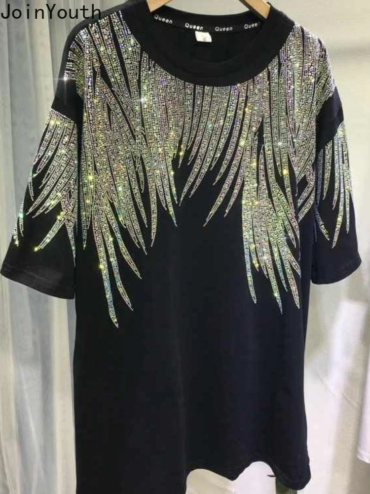 Футболка женская оверсайз с круглым вырезом модная тенниска коротким рукавом