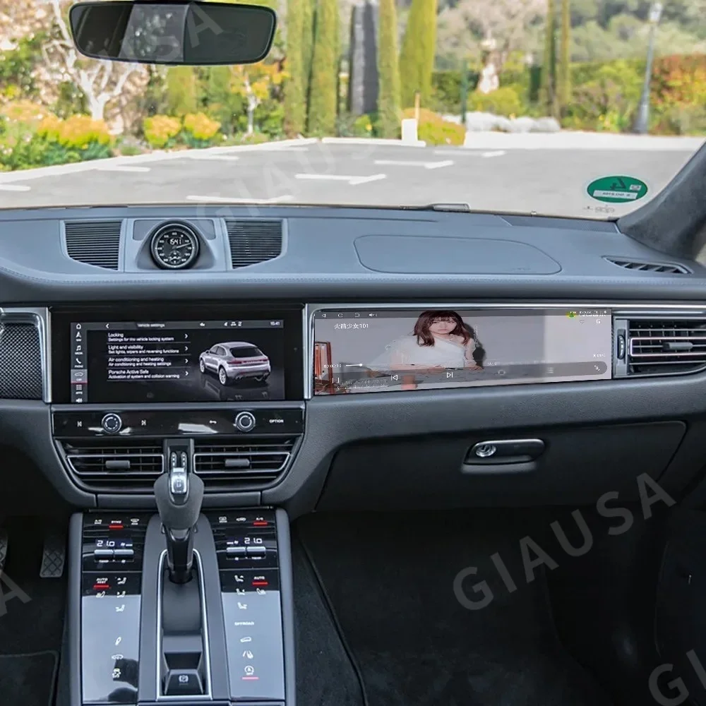 Фото 15-дюймовое автомобильное радио с CarPlay и Android 14 для Porsche Macan 2018-2023, GPS-навигация, развлекательная система для пассажиров, стерео-головное устройство 4G №4
