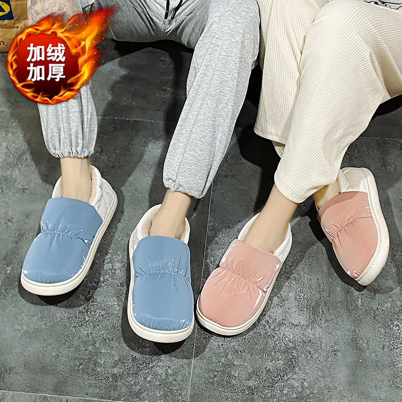 

Новинка, женские и мужские модные хлопковые замшевые домашние теплые плюшевые Нескользящие тапочки на толстой подошве, осенне-зимняя обувь...