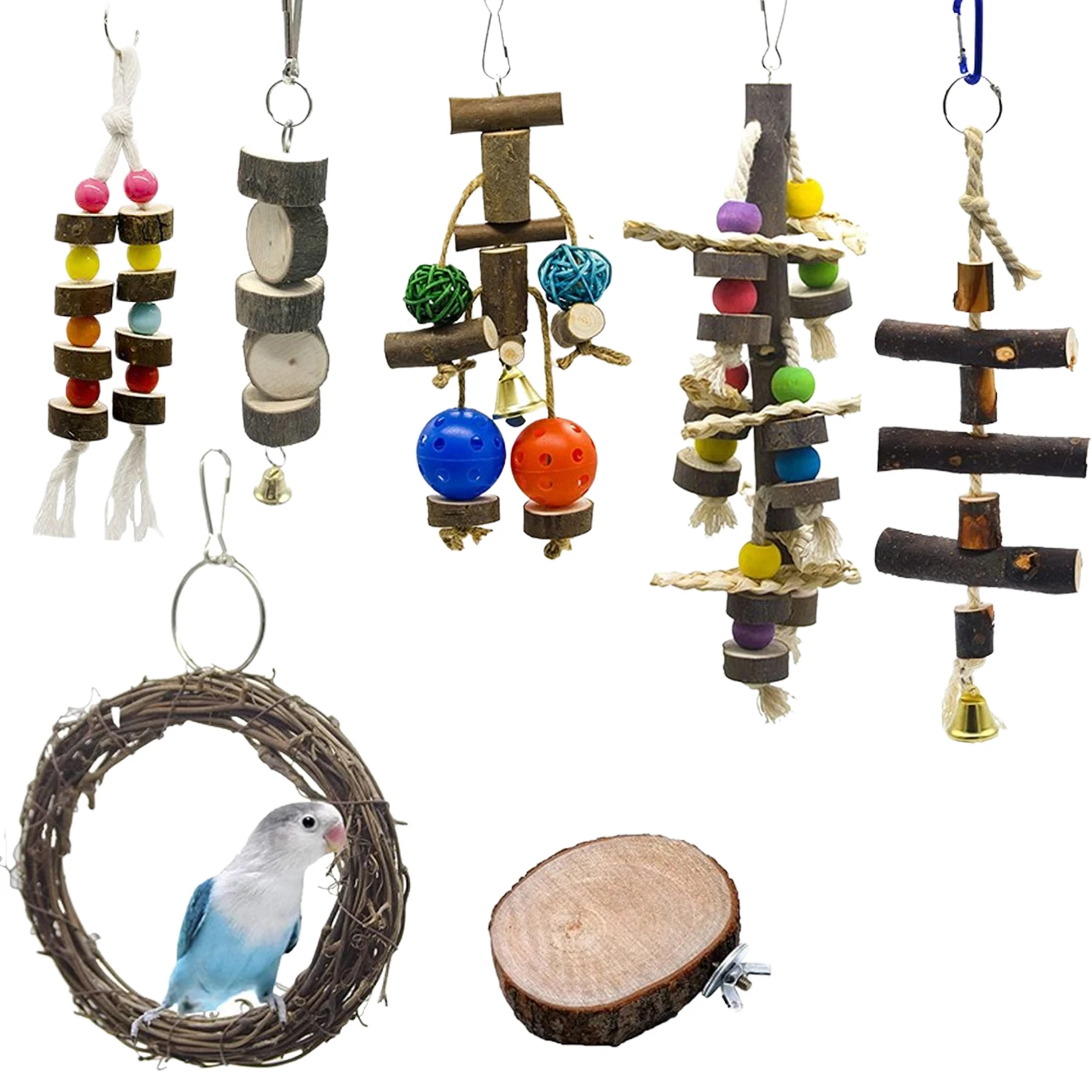 

7 Pieces Bird Toys For Parakeets Soft Hangings Birds Nest Cage Birdcage Bedding For Small Animal Parrot Toys For Outdoor