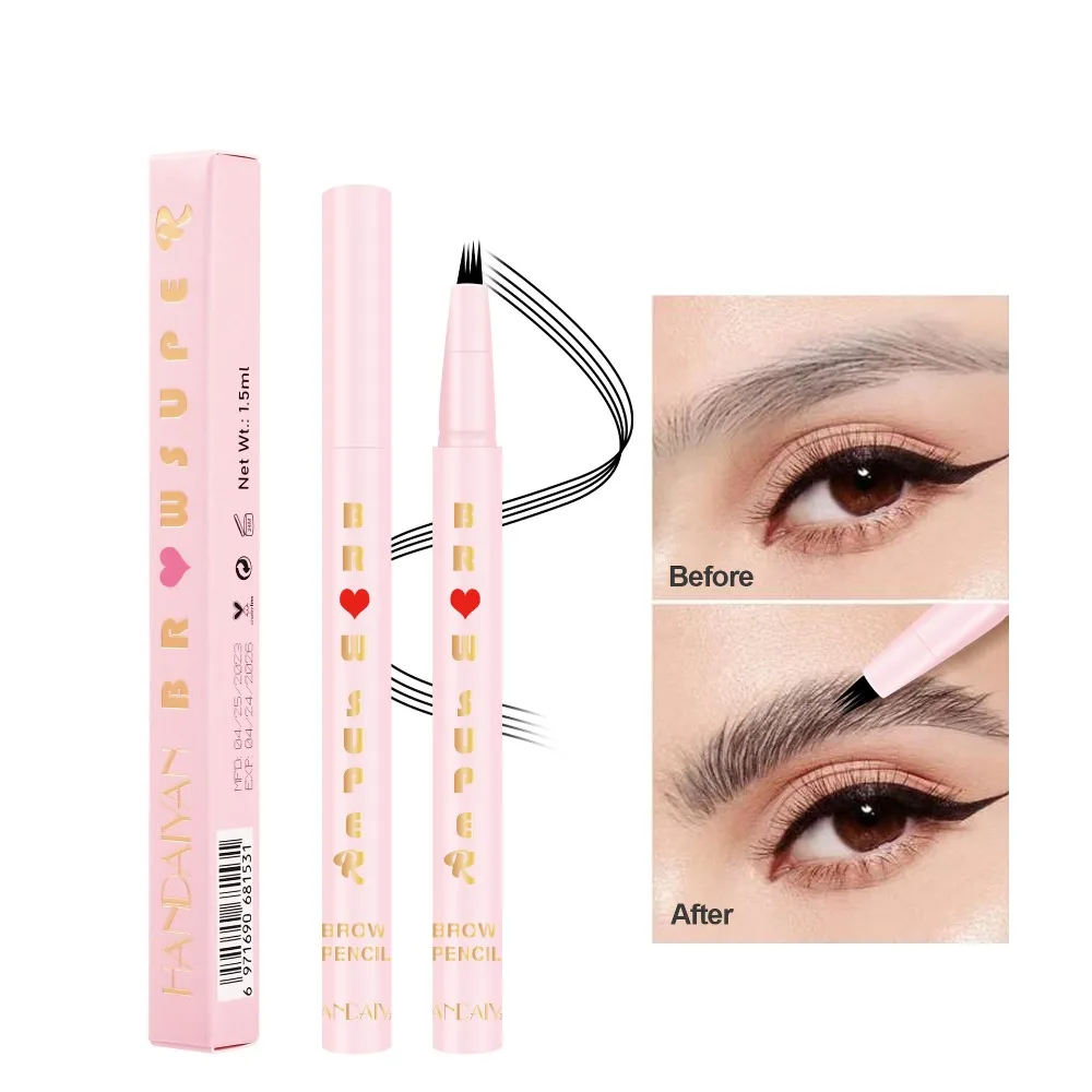 

5 Colos New Four Frok Liquid Eyebrow Pencil Natural Waterproof Sweatproof Long-lasting Non Fading Three-dimensional Eyes Makeup