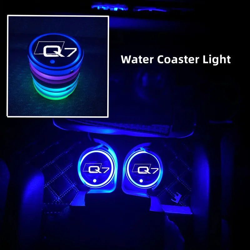 7 ярких USB-логотипов автомобиля, светодиодная атмосферная подсветка, светящийся подставка для Audi Q7 4MB SUV Quattro, автомобильные аксессуары