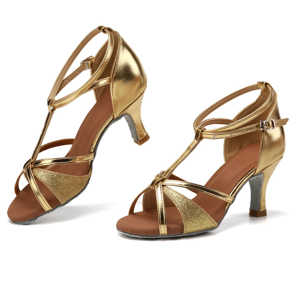 Женская Обувь Для Латинских Танцев Расшитая Блестками Верх Средний Каблук