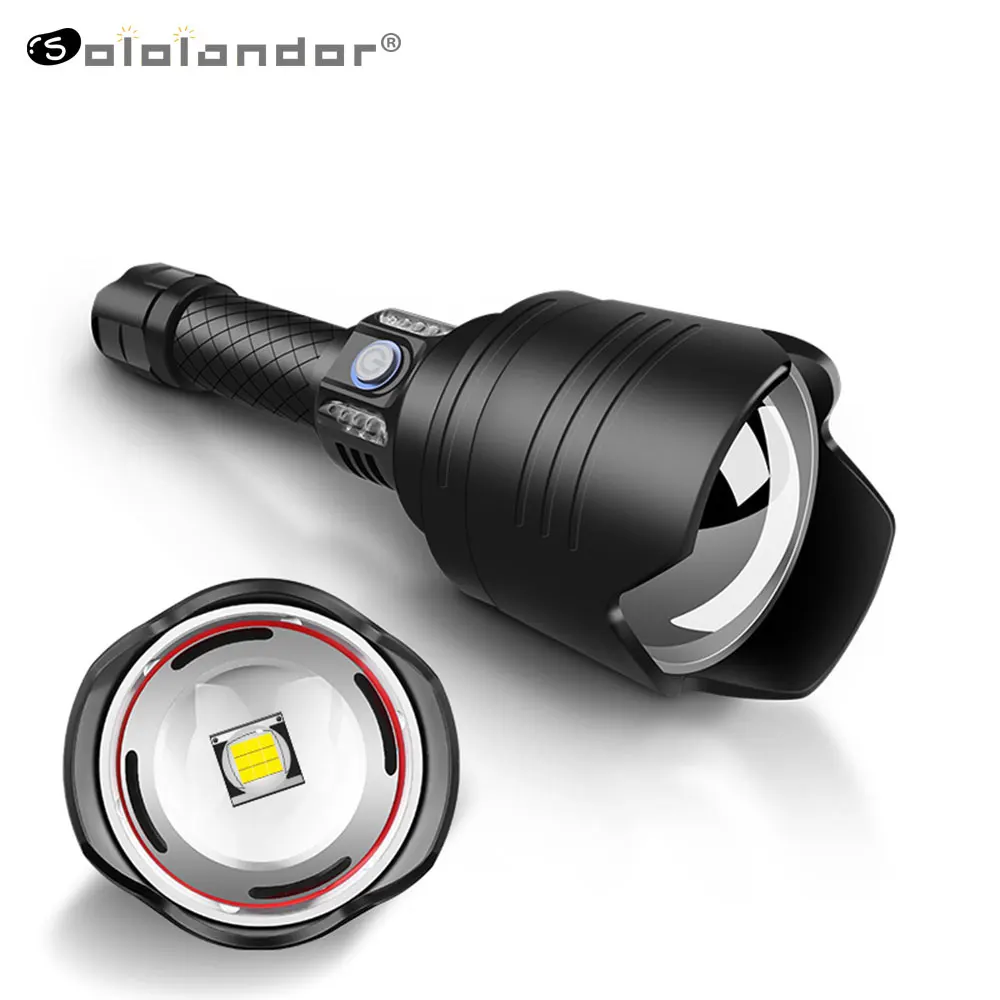 XHP99 Zoom Flashlight Charging Power And Brightness Display Large Wide-Angle Lens Strong Light Torch Emergency Charging Treasure