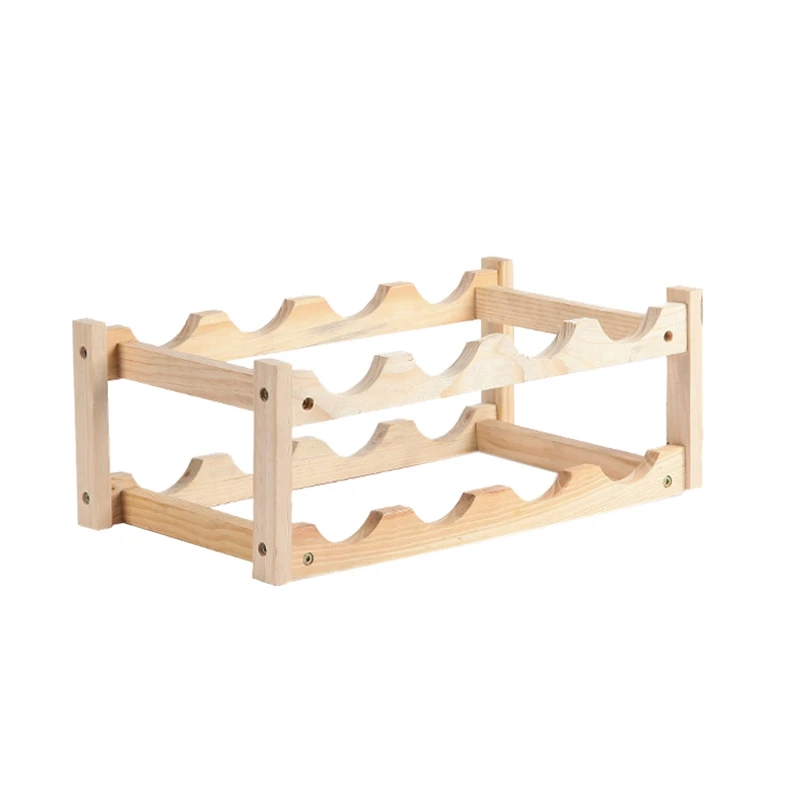 

Standing Wooden Wine Rack Organizer 8 Bottles Home Bar Party Display Holder Shelf Decoration Rack-Wood Color