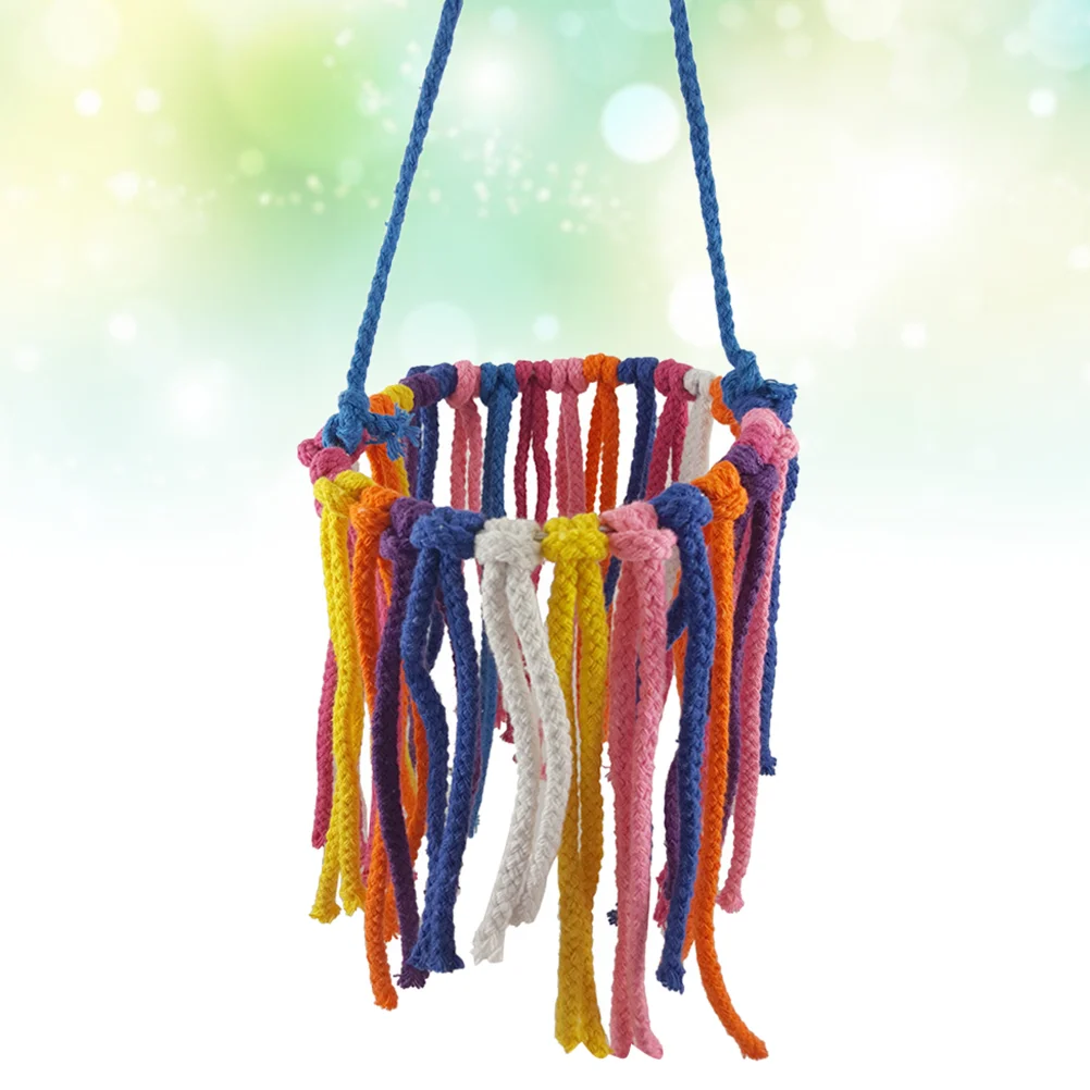 

Bird Swing- Durable Bite Resistant Chewing Toys Wooden Cotton Knot Colorful Perch Swing Hammock for Parrot Bird for Small Birds