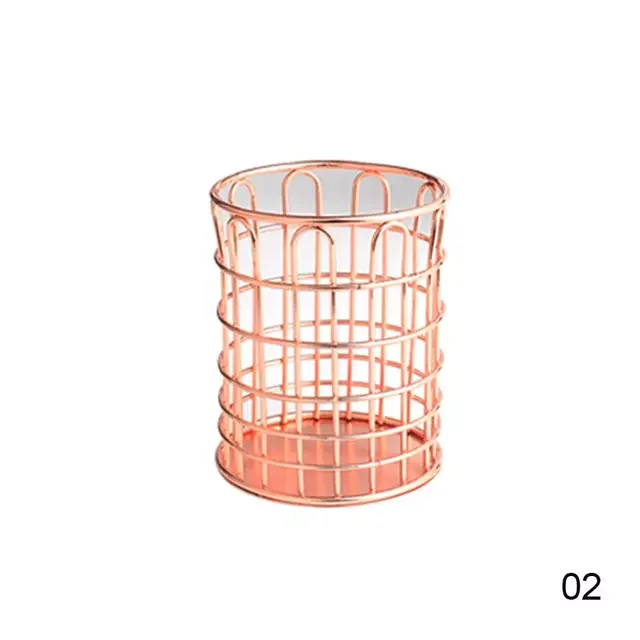 

Desktop Pen Holder Office School Storage Case metal Gold Rose Gold Box Desk Pen Pencil Organizer Home Decor Makeup Storage