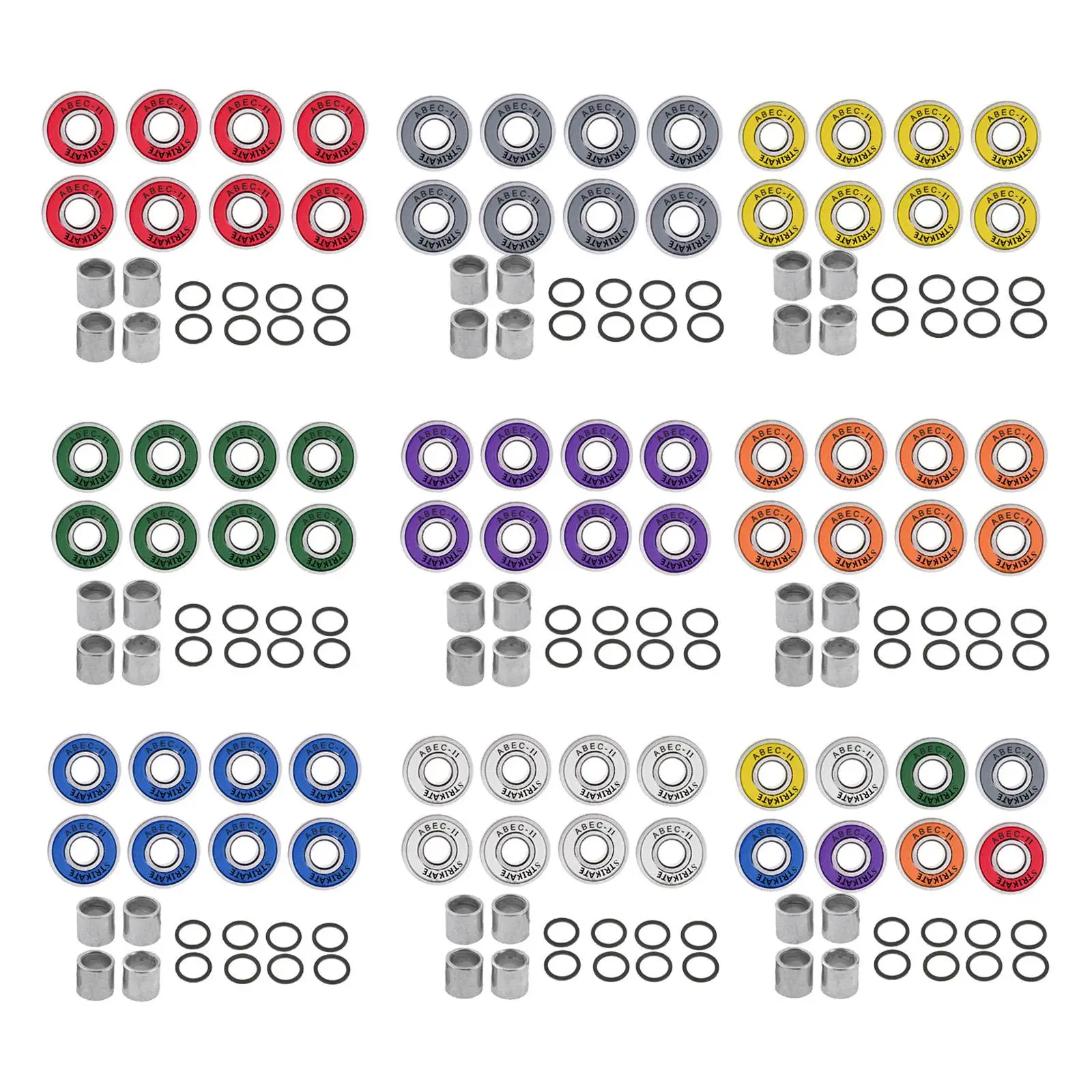 

Set of 8 Longboard Skateboard Bearings, 608, ABEC-11 Wheel Bearing Roller Skates Replacement Parts