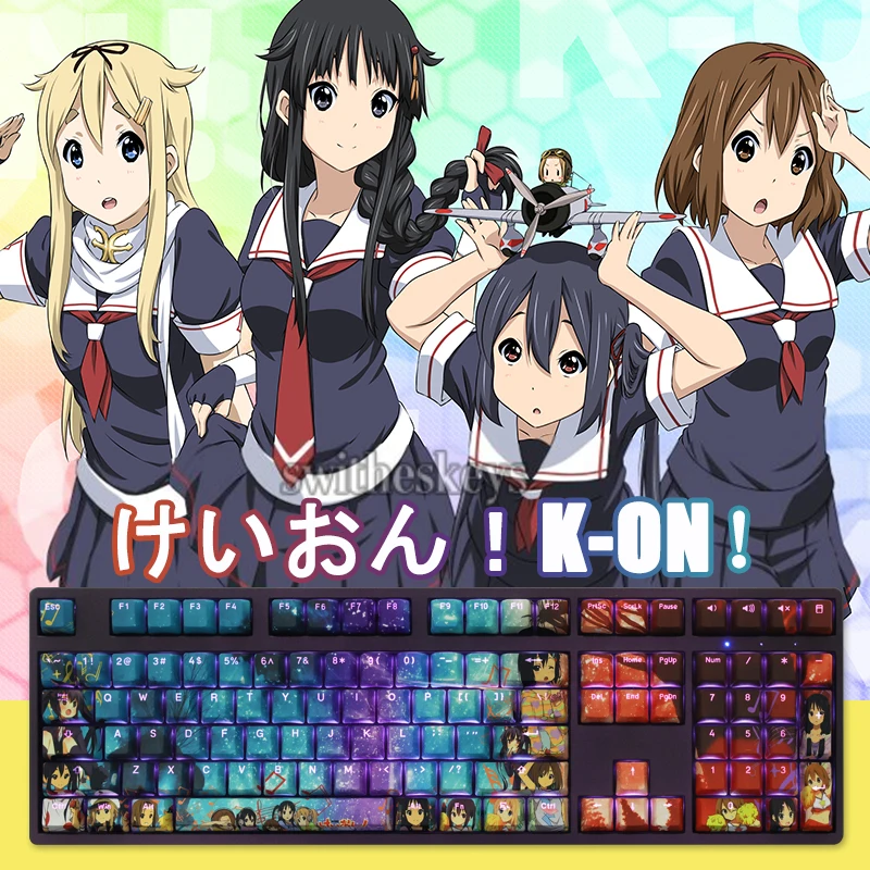 

108 Keys K-ON Keycaps OEM Profile Japanese Anime Keycap PBT Dye Sublimation Mechanical Keyboard Backlight Keycap For MX Switch