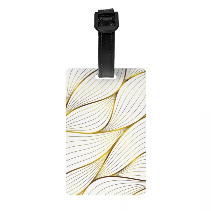 

Золотые украшения с узором в виде листьев на заднем фоне, бирка для багажа на заказ, абстрактные бирки для багажа, личная Обложка, имя, идентификационная карта