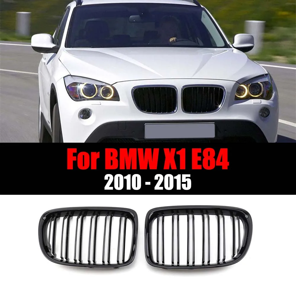 

Решетки для переднего бампера автомобиля, двойная линия, глянцевый черный для BMW X1 E84 2010-2015
