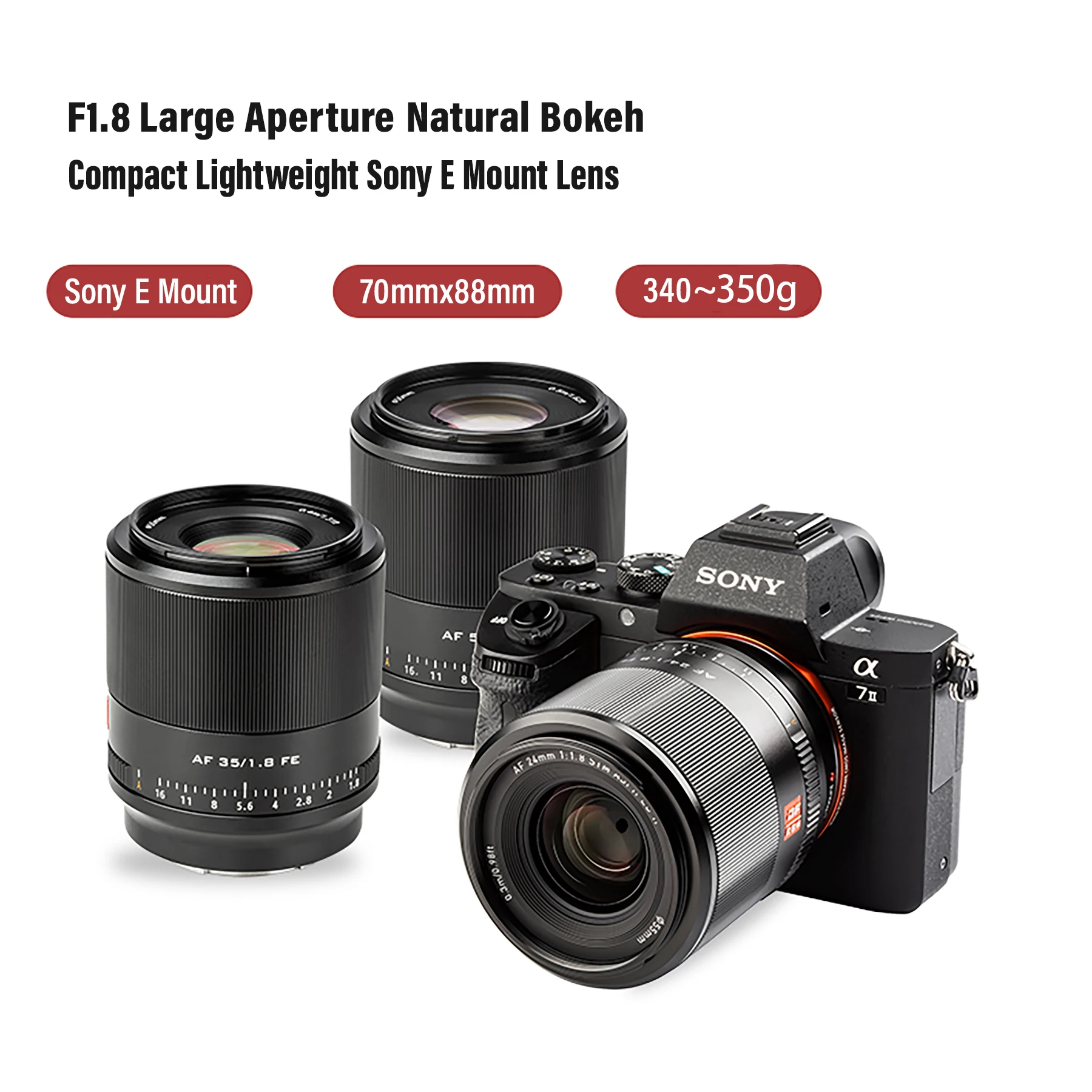 Viltrox 24 мм 35 50 85 F1.8 24mm 35mm 50mm 85mm Sony E Camera Lens AF Автофокус полная Рамка Прайм Большая