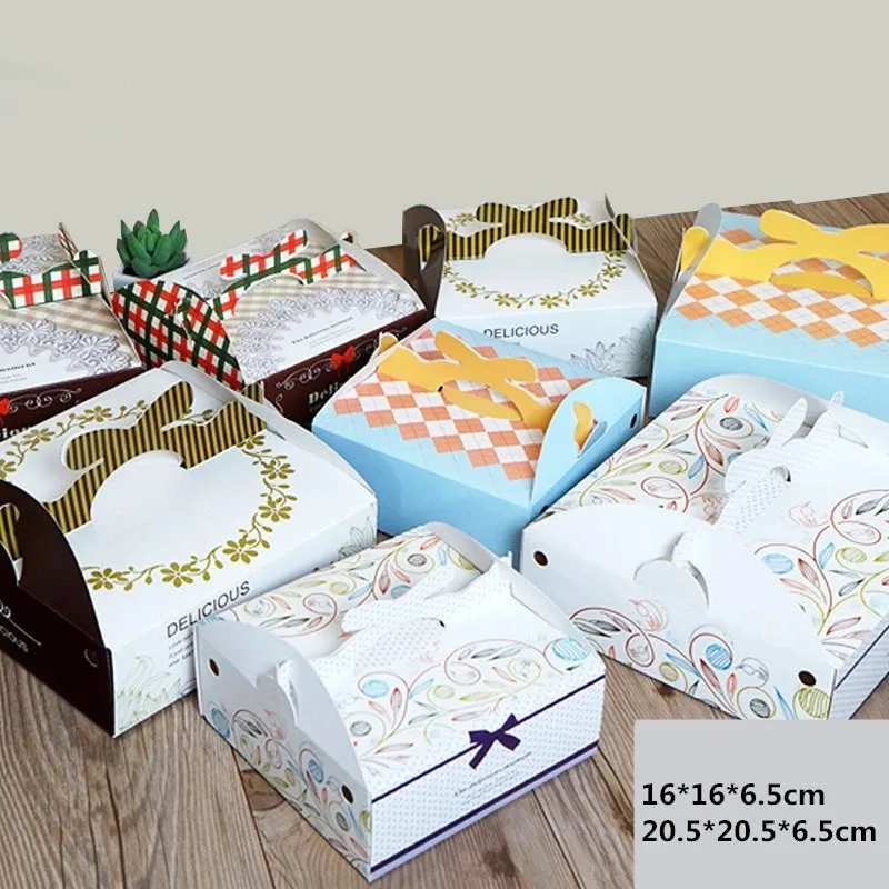 

10pcs Portable Delicious Donuts Boxes Baby Show Party Wedding Baking Mousse Cake Decorating Supplies Handle Paper Box