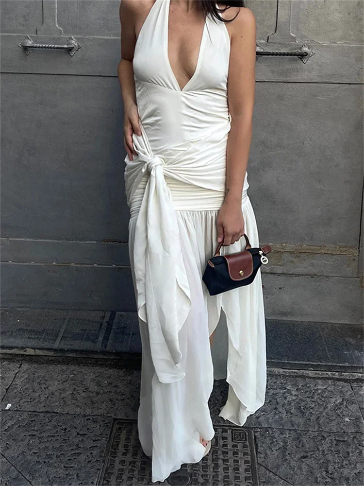 Длинное платье Tossy с v-образным вырезом и открытой спиной на шнуровке женское