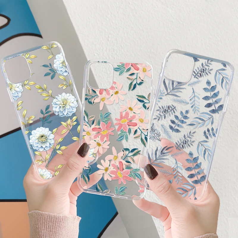 

Прозрачный чехол с цветами для Samsung Galaxy A22 A40 A20e A11 A03S A02S A7 M12 M31 M32 Note 10 Lite Pro 8 9 20 Ultra S8 S9 S10e S20 Plus