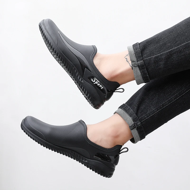 Мужские модные короткие водонепроницаемые резиновые сапоги для рыбалки и