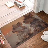 cute mini yorkshire terrier doormat bathroom rectangle polyeste living room home mat dog absorbent floor rug foot pad