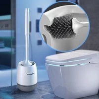 bathroom toilet brush corner wash long handle soft silicone wall hanging household cleaning brush