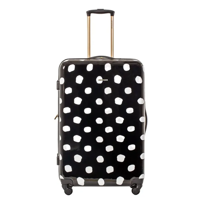

28-inch Hardside Rolling Spinner Checked Luggage, White Dots on Black