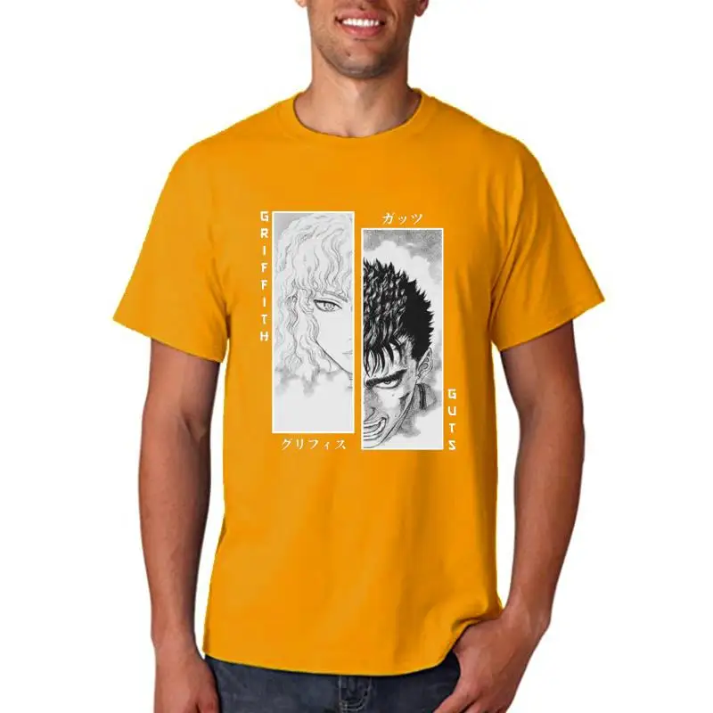 

Новинка 2022, комиксные топы с рисунком аниме берзер кишки для пар, летняя тонкая Свободная Повседневная хлопковая футболка унисекс с коротки...