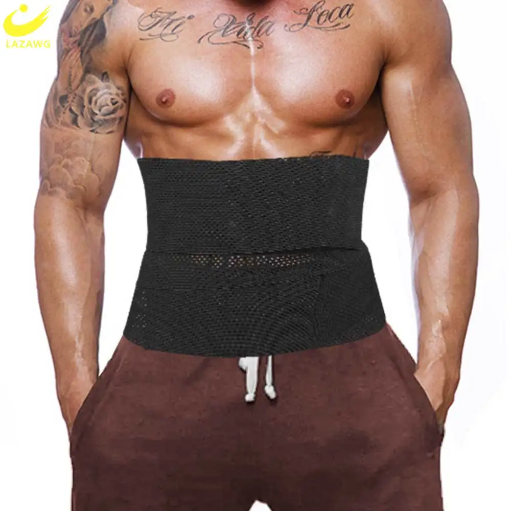 LAZAWG Mens Waist Trainer Slimming Body Shaper Belly Girdles Tummy Belt Stomach Wraps Weight Loss Sweat Band Cincher Trimmer