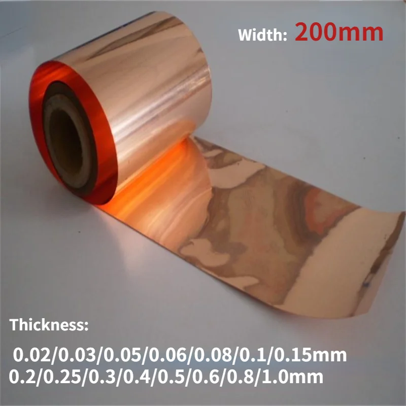 

Width 200mm Thickness 0.2/0.25/0.3/0.4/0.5/0.6/0.8/1.0mm Length 1000mm 99.9% Pure Copper T2 Cu Metal Strips Sheet Foil Plate
