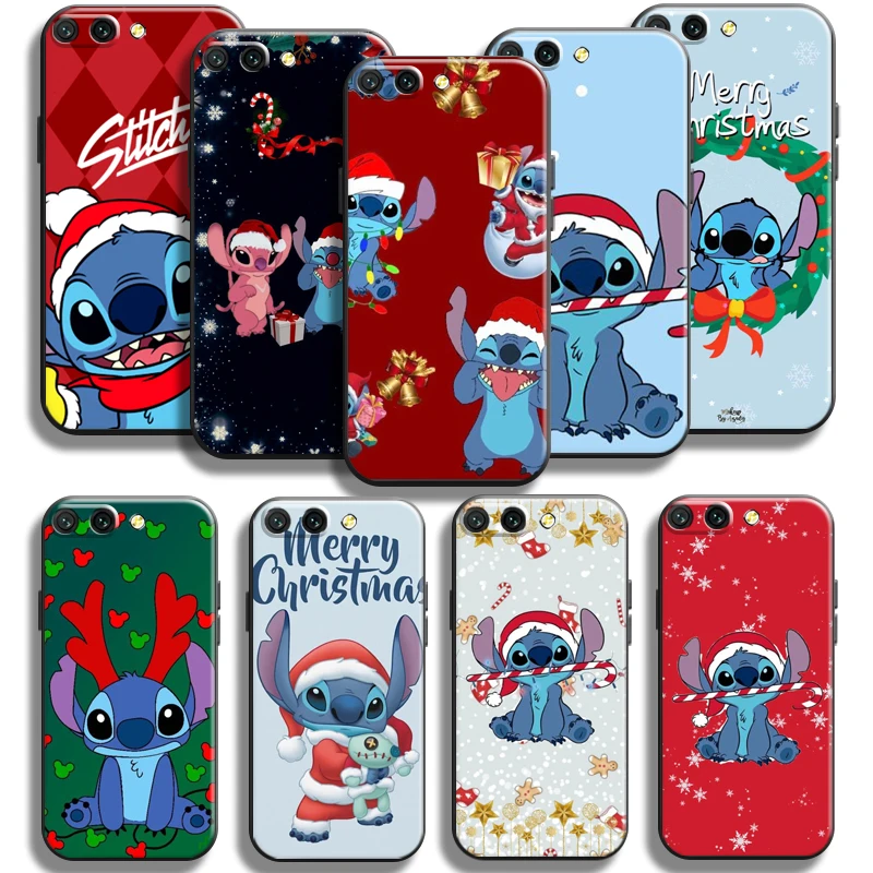 

Stitch Merry Christmas For Huawei Honor 10X 9X Lite Pro Honor 10 10i 9 9A Phone Case Coque Liquid Silicon Funda Carcasa Black