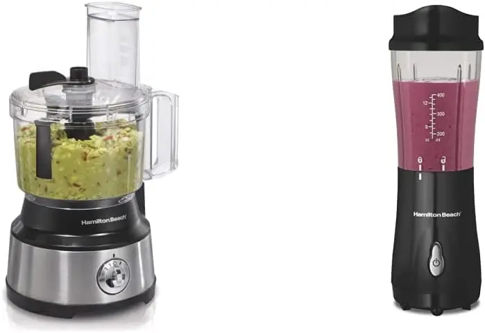 10-Cup Food Processor & Vegetable Chopper with Bowl Scraper, Stainless Steel (70730) and Personal Blender for Shakes and Smo