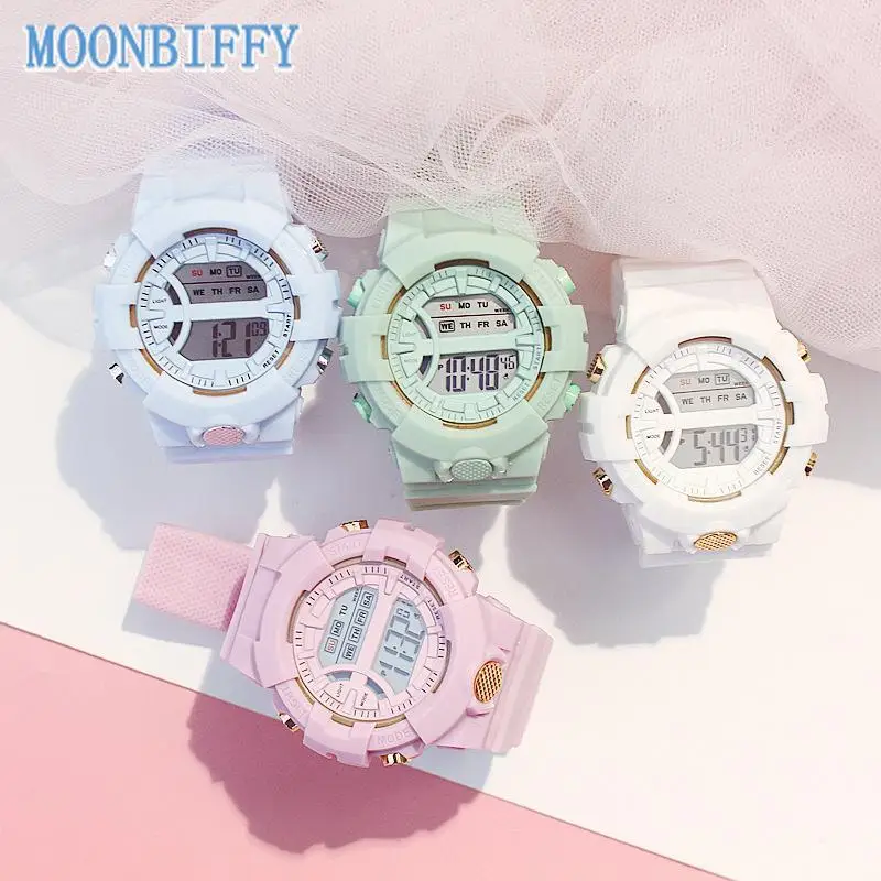 

Multifunctional Waterproof Luminous Electronic Watch Fashion Solid Color Simple Men and Women Watches Relogio Feminino Montre