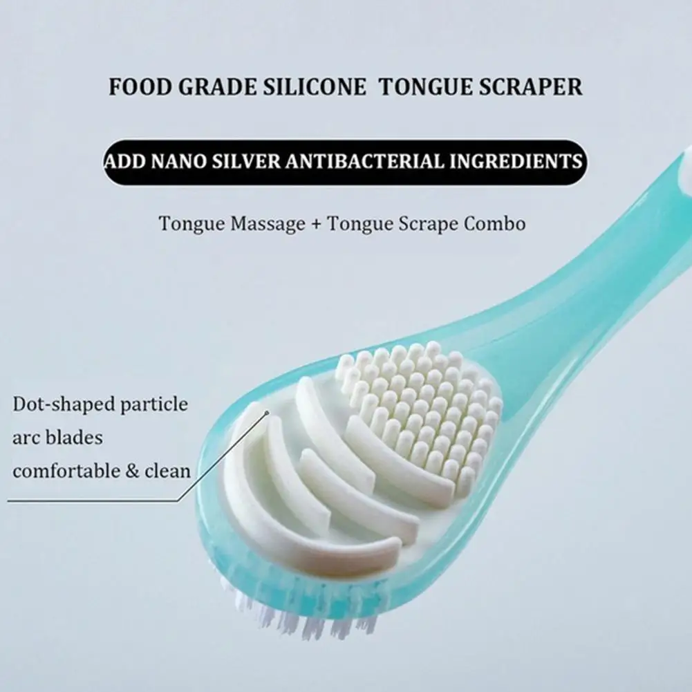 

1pcs Double Side Tongue Cleaner Brush Care Tongue Durable Tongue Cleaning Breath Silicone Scraper Eliminate Bad Soft T G7N7