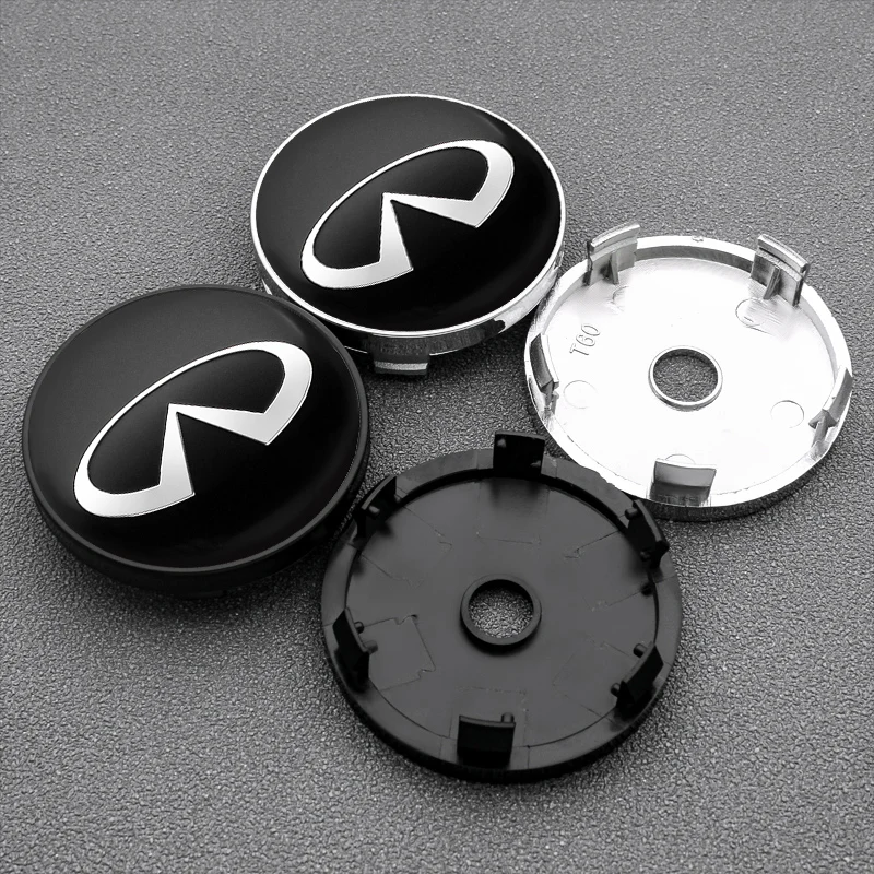 

4pcs 56+60mm Car Wheel Center Hub Cap Badge Emblem Decal Wheel Sticker For Infiniti q30 q50 g35 g37 fx35 fx37 qx70 ESQ QX50 QX70