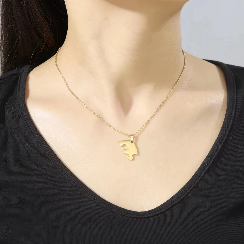 Женские кулоны Combination Heart Puzzles Ожерелье из нержавеющей стали для девочек Семейные