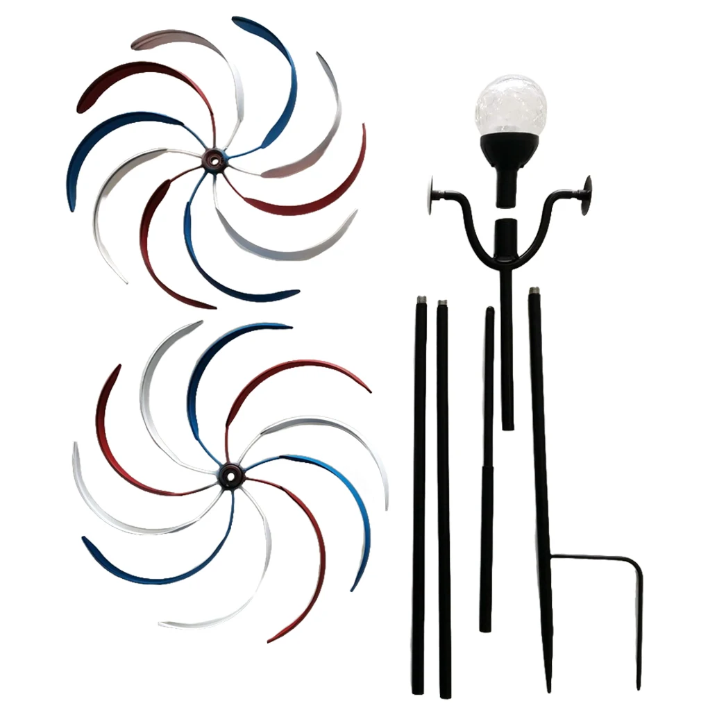 

Windmill Light Garden Solar Powered Patio LED Wind Spinner Yard Iron Lamp Outdoor Path Park Ground Inserted Pathway