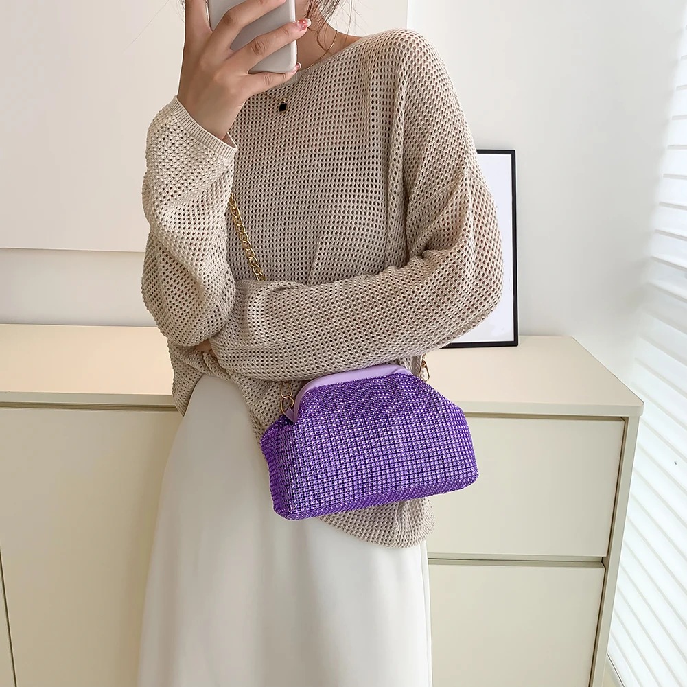 

Женская модная сумка через плечо в форме облака, сверкающая Повседневная сумка для телефона со стразами, маленькая дорожная Повседневная С...