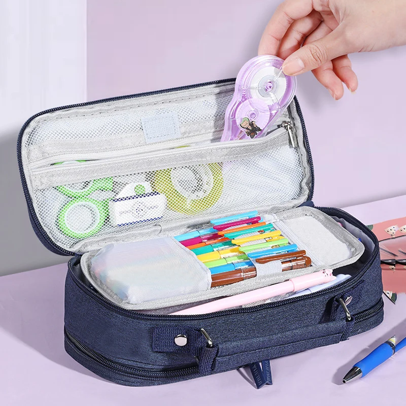 Вместительная сумка для хранения карандашей и ручек многослойный школьный чехол