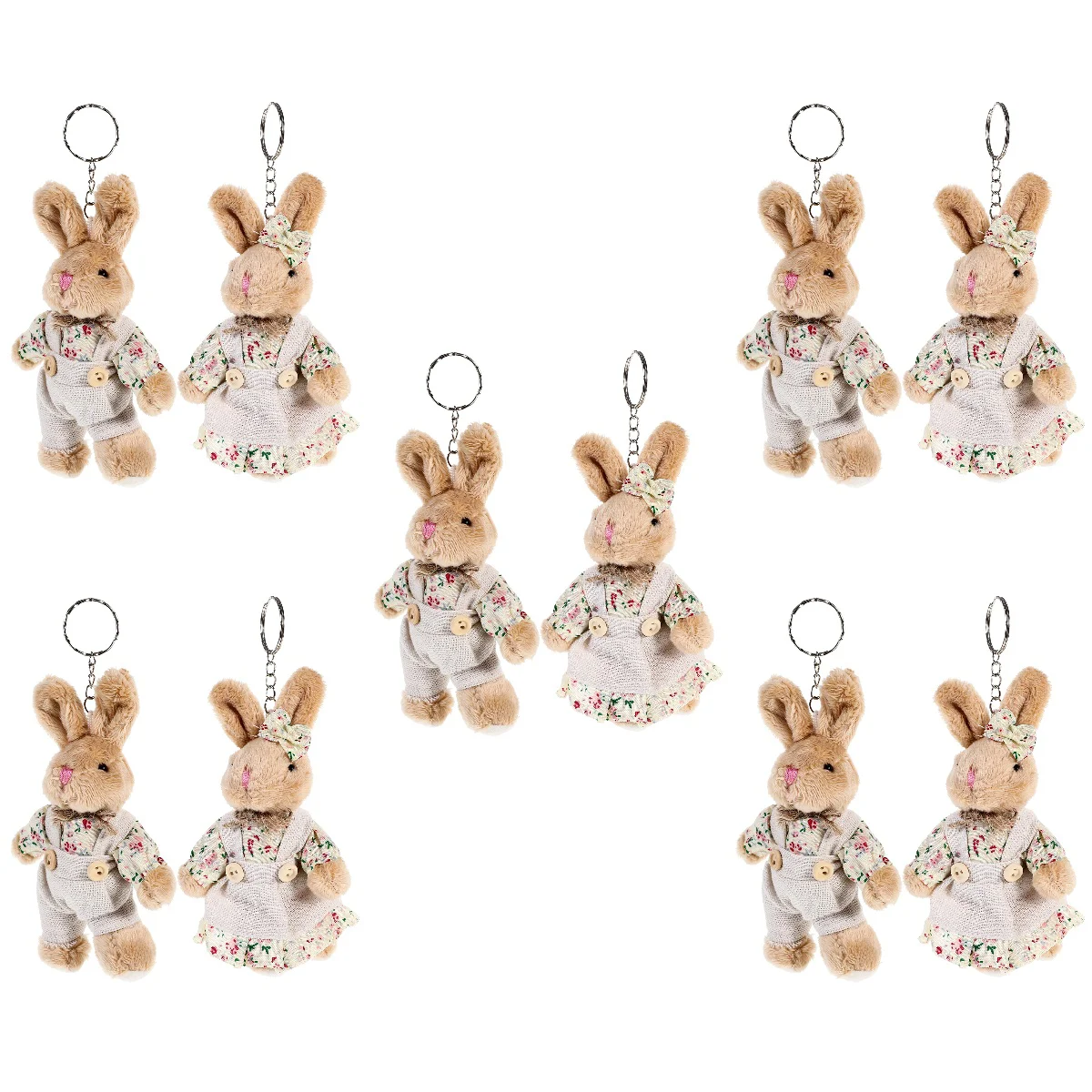 

10 pcs Rabbit Keyring Aesthetic Keychain Kids Party Favor Bunny Backpack Pendant