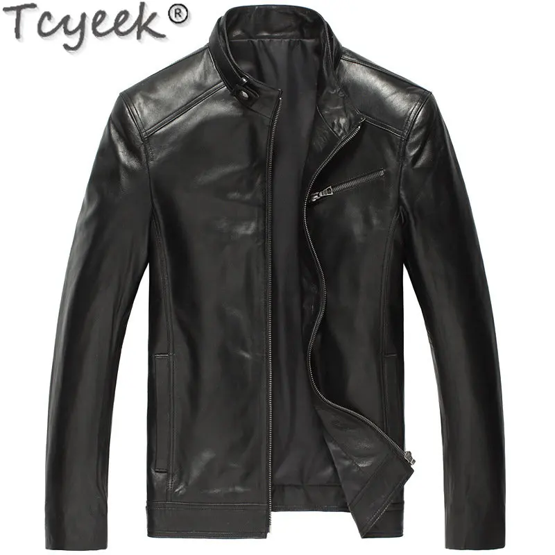 

Tcyeek Autumn Winter Jacket Real Sheepskin Coats Men's Genuine Leather Jacket Men Clothing Coat Business Casual Coats Top LM256