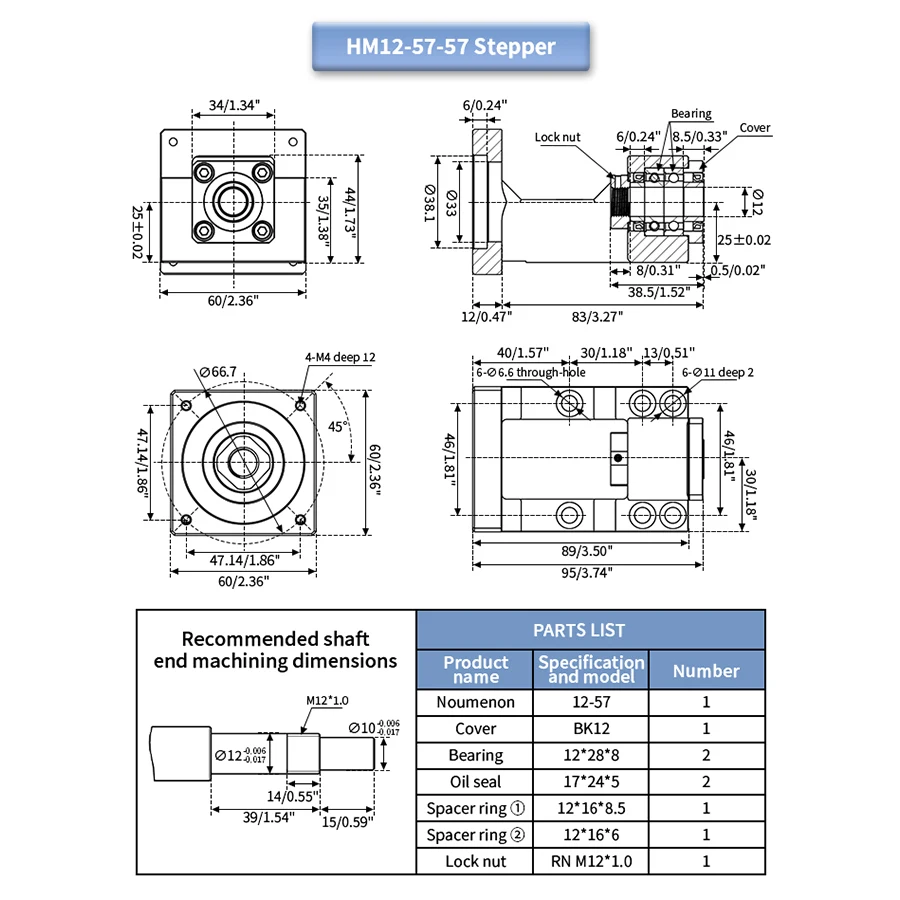 

Подшипник седла двигателя YJYZ HM12-57/60/86 для Nema23/24/34