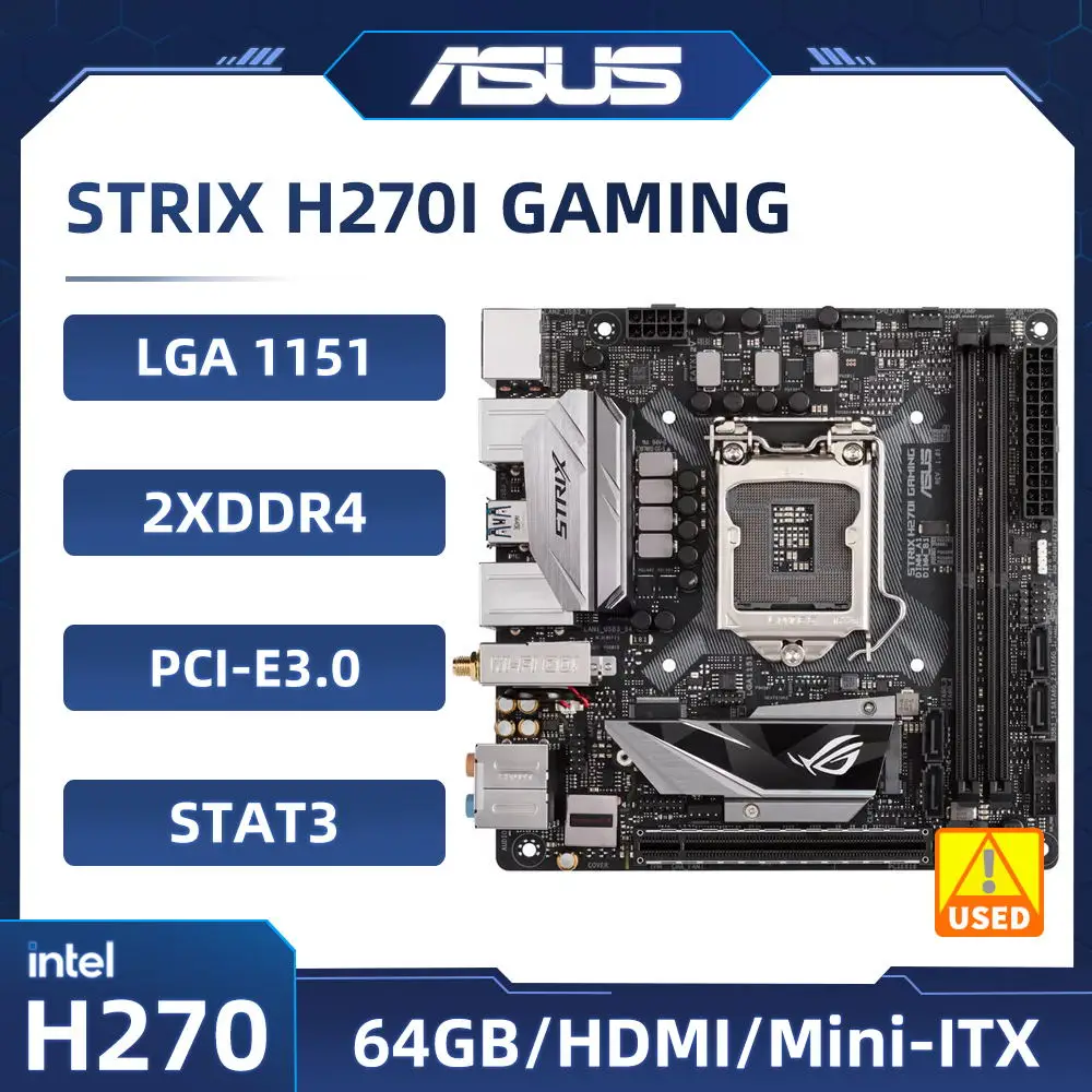 

Материнская плата ASUS ROG STRIX H270I GAMING LGA 1151 DDR4 32 Гб Mini-ITX Intel H270 M.2 USB3.1 PCI-E 3,0 с поддержкой ЦП 7-го/6-го поколения