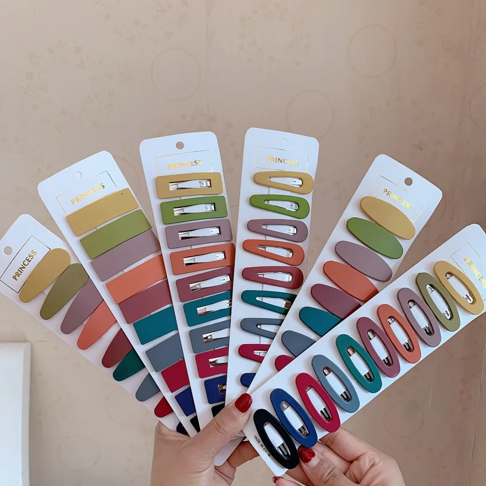 

10Pcs/Set Simple Frosted Acrylic Multicolor Hairpin Matte Candy Color Hair Clip Bangs Side Barrettes For Women Hair Accessories