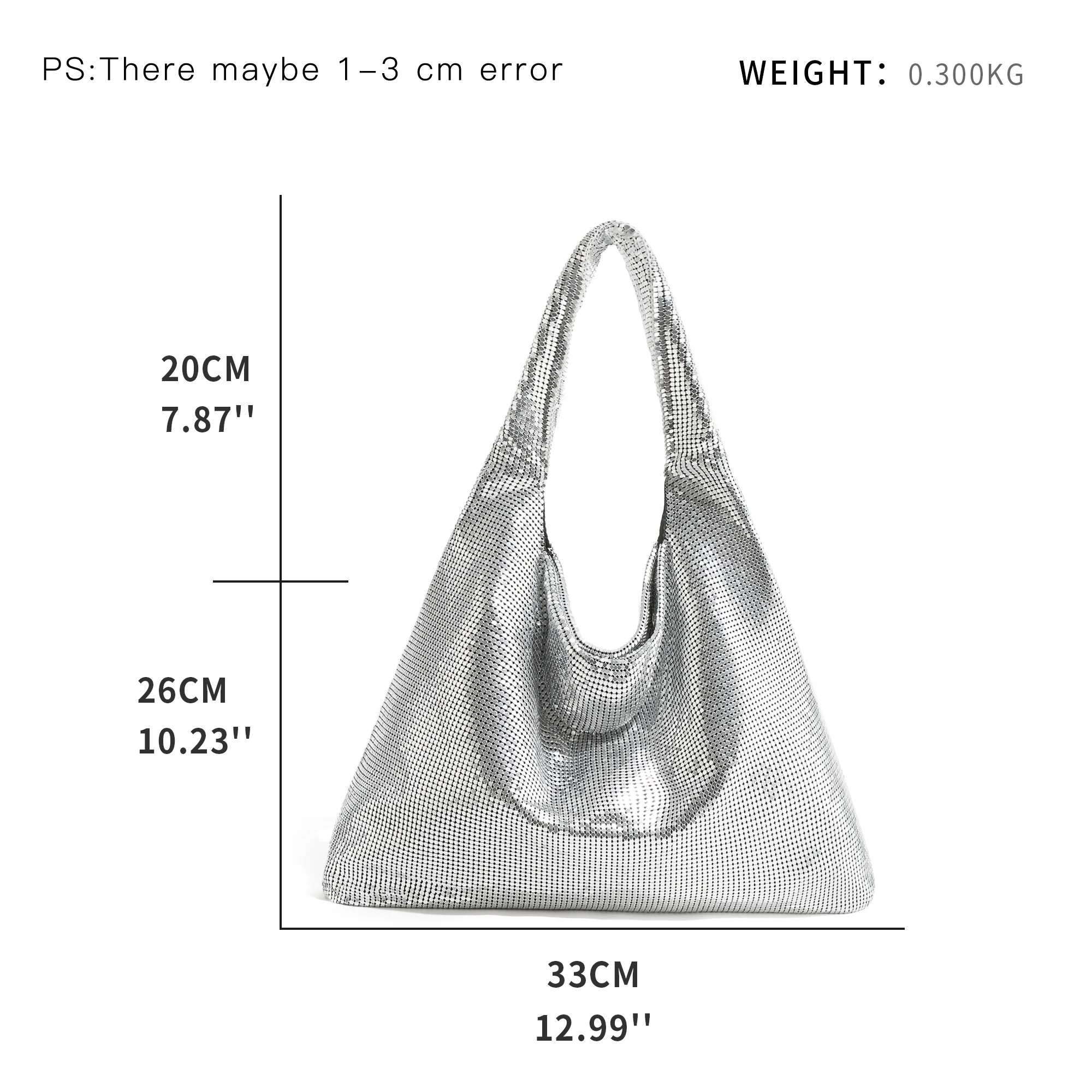 Fashion Metal Mesh Women Shoulder Bags Designer Silver Handbag Shinny Wide Strap Evening Bag Glitter Large Tote Party Purse 2023