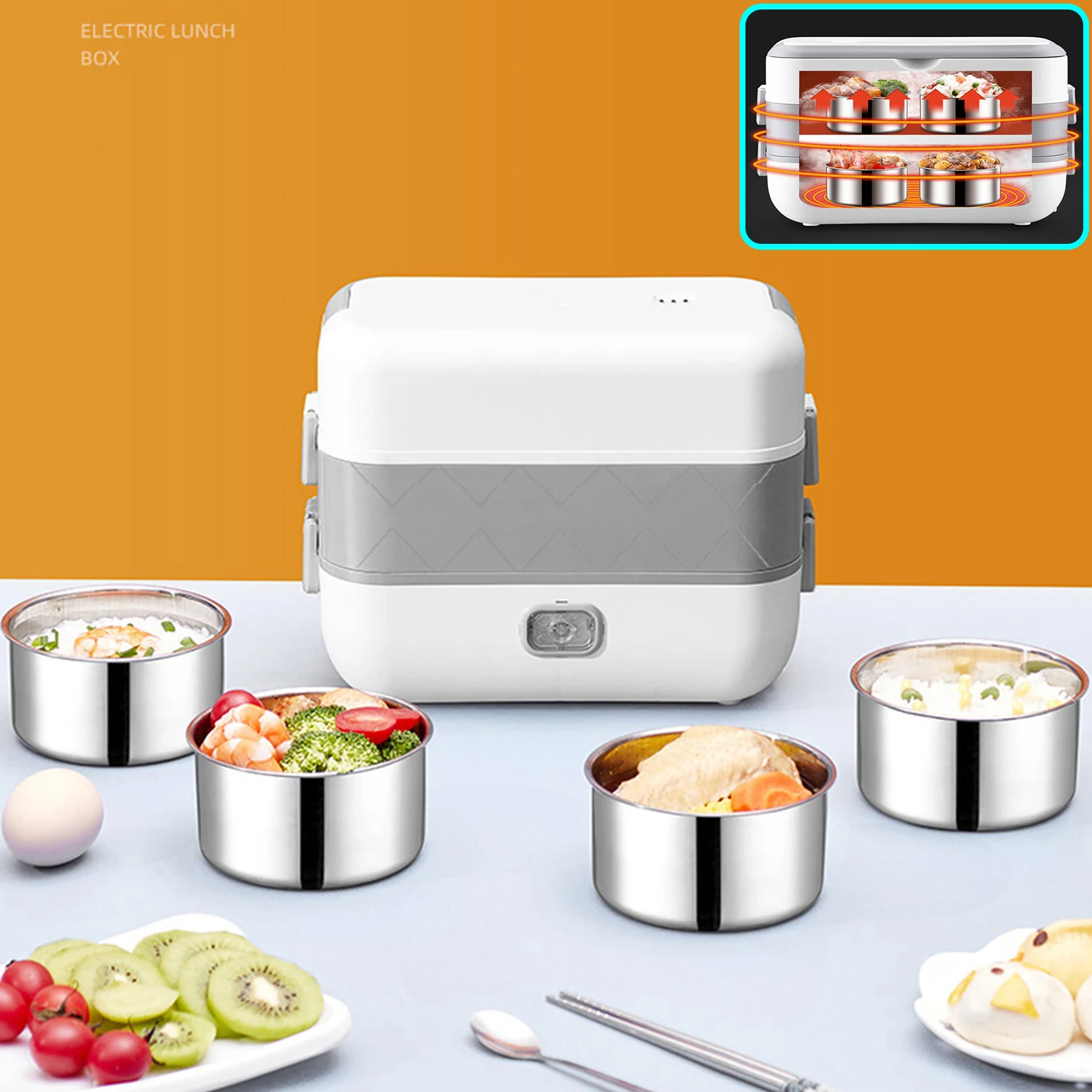 

Электрический Ланч-бокс, Портативный Ланч-бокс с подогревом, 110/240 в, 300 Вт, подогреватель еды, Ланч-бокс для автомобилей, грузовиков, офисных работников, студентов