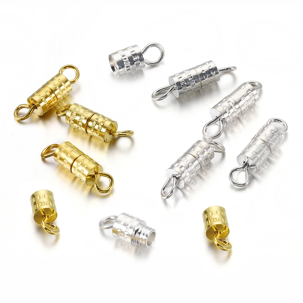 

50/100pcs Metal Cylinder Fasteners Buckles Screw Clasps Closed Beads End Clasp for Jewelry Connectors Handmade Making DIY