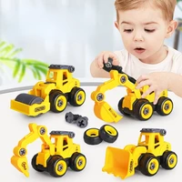 5 styles construction engineering vehicle toys bulldozer crane dump truck building blocks for children kids car model gift toys
