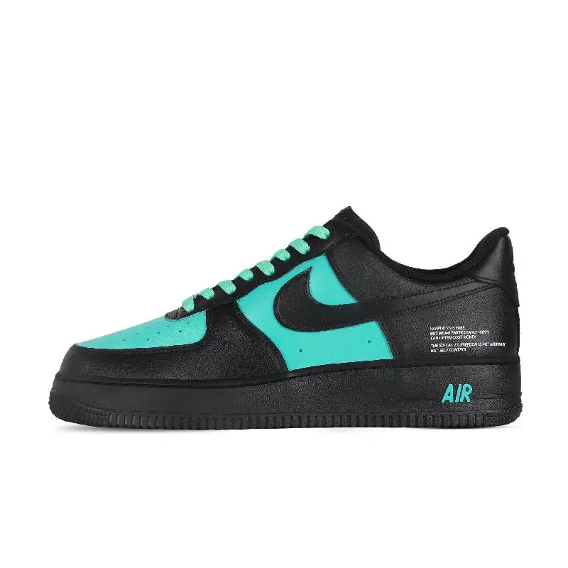 【Настроить】Nike Air Force 1 Обувь для скейтбординга Унисекс Низкие черные/зеленые