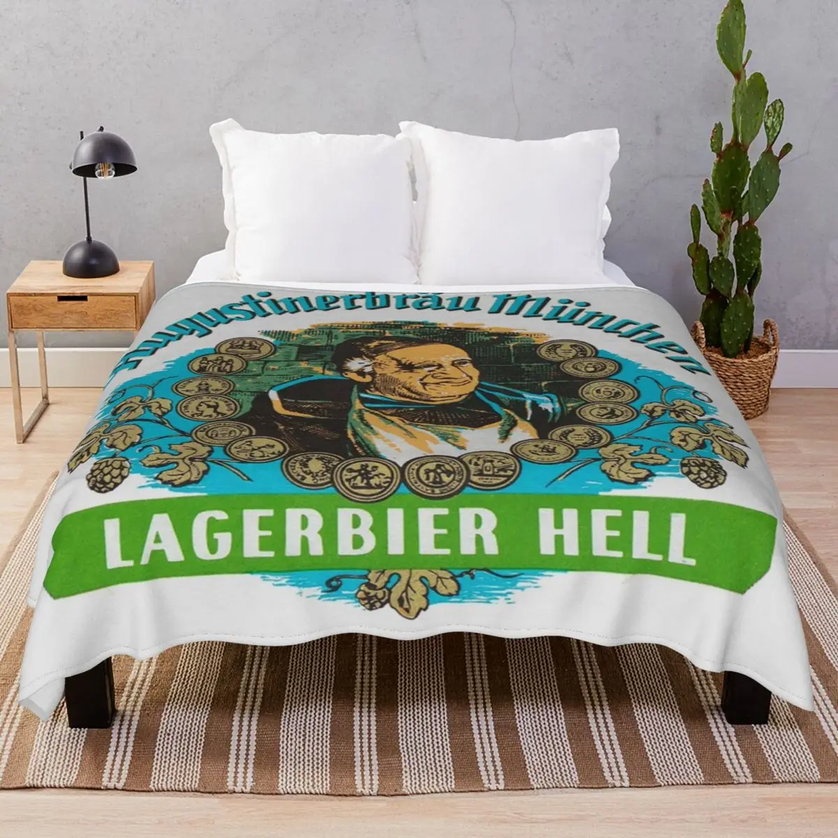 Augustiner Munich Beer Blanket Flannel Autumn Super Warm Throw Blankets for Bed Sofa Camp Cinema