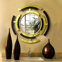 large edge wall mirror art wood sticker vanity hanging mirror design round frame decoration chambre home decoration accessories